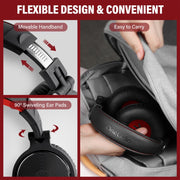 Oneodio Pro 10 Professional Wired Over Ear DJ and Studio Monitoring Headphones - Red/Black-3