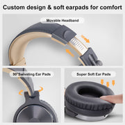 Oneodio Pro 10 Professional Wired Over Ear DJ and Studio Monitoring Headphones - Grey/Gold-2