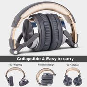 Oneodio Pro 10 Professional Wired Over Ear DJ and Studio Monitoring Headphones - Grey/Gold-3