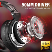 Oneodio Pro 10 Professional Wired Over Ear DJ and Studio Monitoring Headphones - Red/Black-2